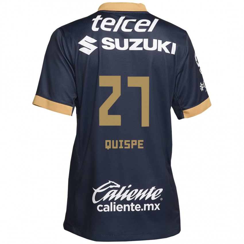 Homem Camisola Piero Quispe #27 Obsidiana Ouro Branco Alternativa 2024/25 Camisa