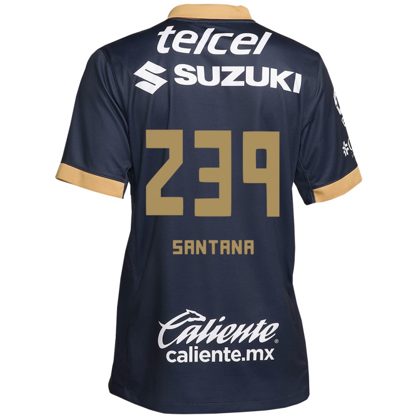 Homem Camisola Guillermo Santana #239 Obsidiana Ouro Branco Alternativa 2024/25 Camisa