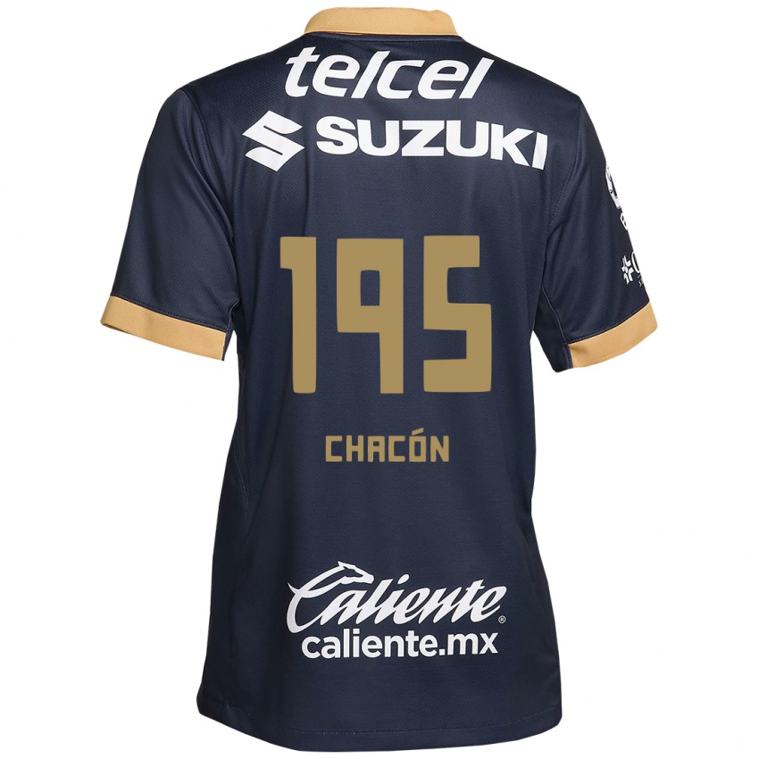 Homem Camisola Eduardo Chacón #195 Obsidiana Ouro Branco Alternativa 2024/25 Camisa