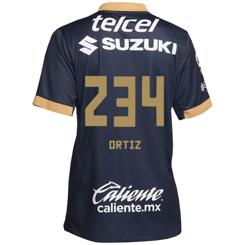 Homem Camisola Jorge Ortiz #234 Obsidiana Ouro Branco Alternativa 2024/25 Camisa