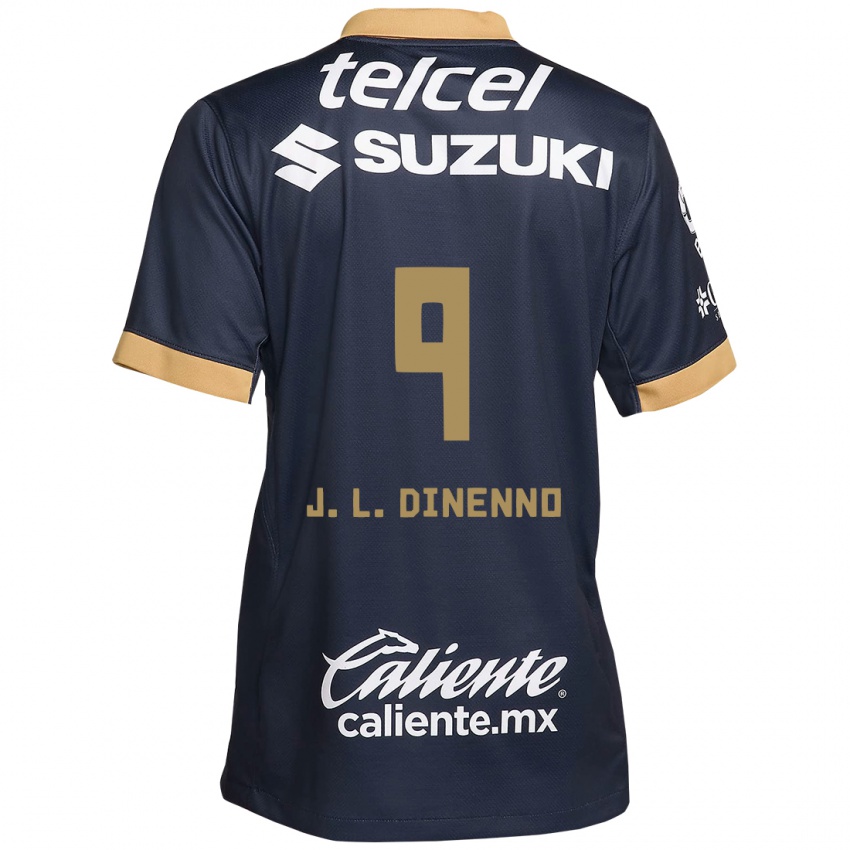 Homem Camisola Juan Dinenno #9 Obsidiana Ouro Branco Alternativa 2024/25 Camisa