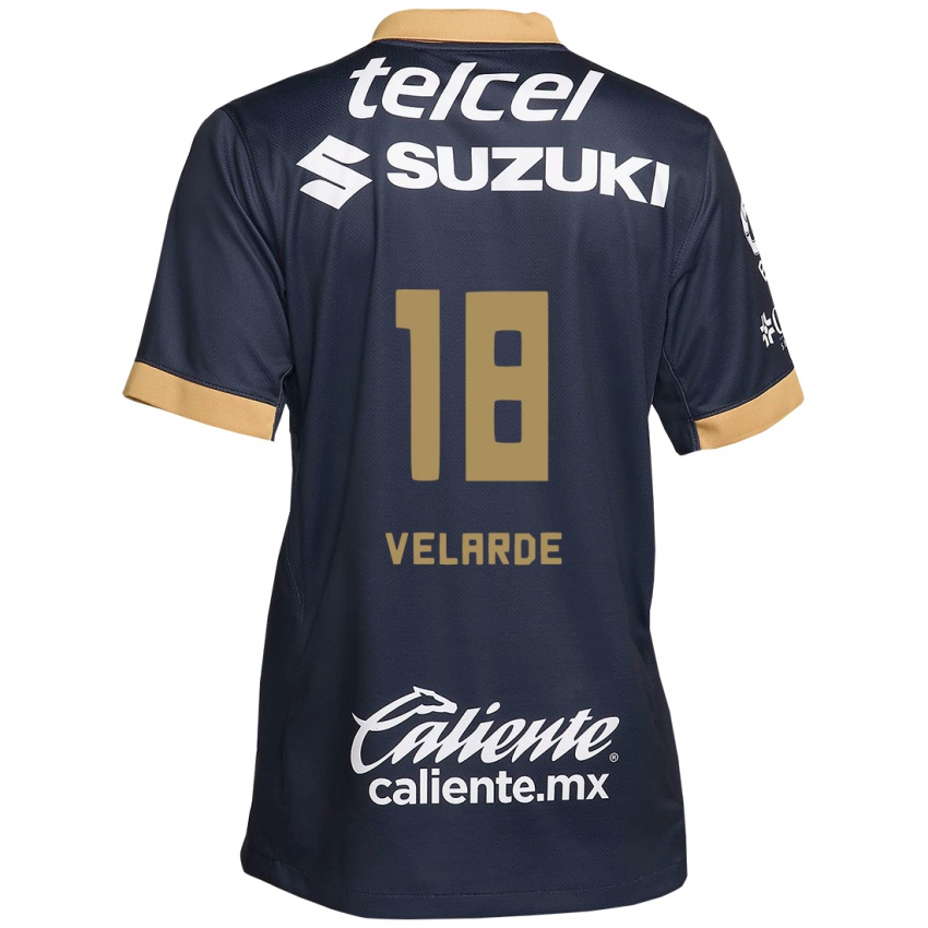 Homem Camisola Efrain Velarde #18 Obsidiana Ouro Branco Alternativa 2024/25 Camisa