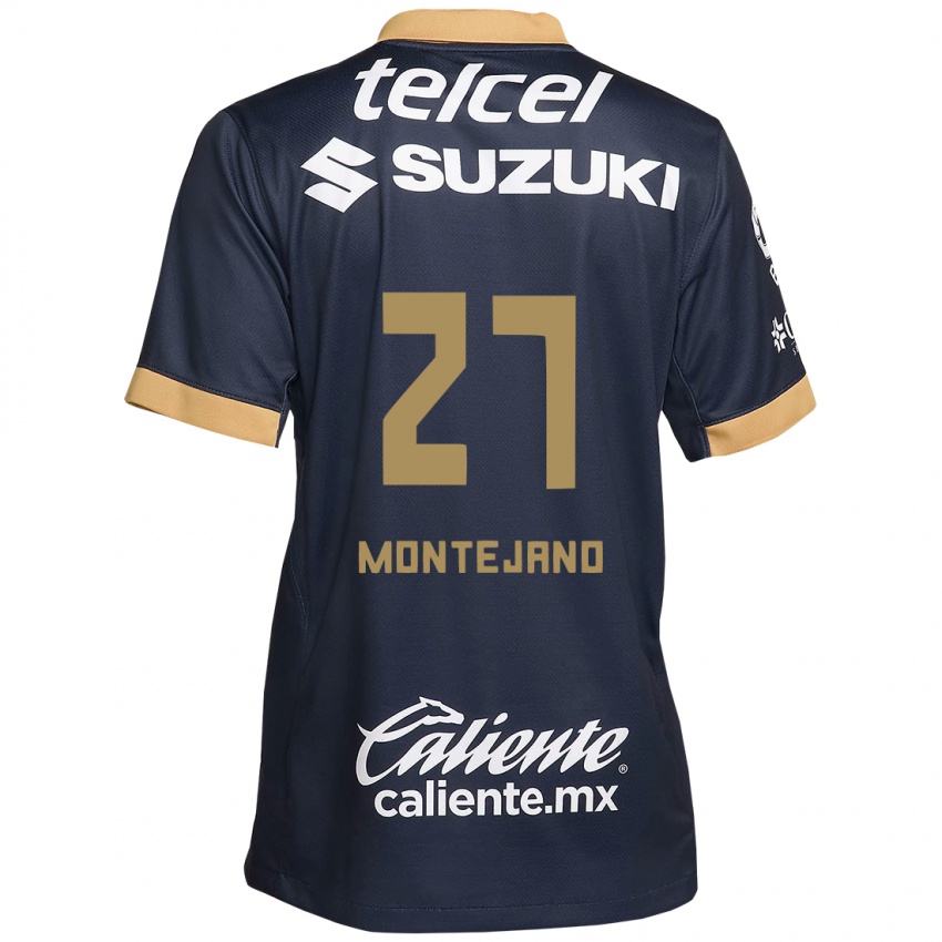 Homem Camisola Emanuel Montejano #27 Obsidiana Ouro Branco Alternativa 2024/25 Camisa