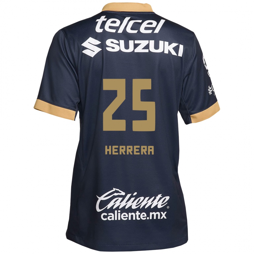 Homem Camisola Laura Herrera #25 Obsidiana Ouro Branco Alternativa 2024/25 Camisa