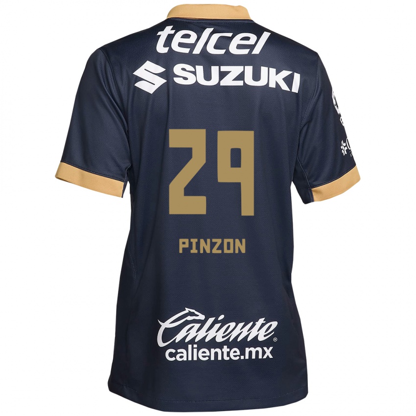 Homem Camisola Liceth Pinzon #29 Obsidiana Ouro Branco Alternativa 2024/25 Camisa