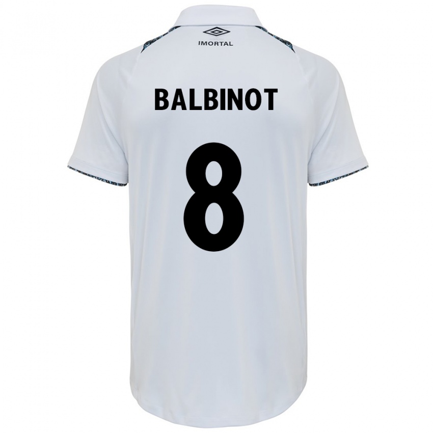 Homem Camisola Manu Balbinot #8 Branco Azul Alternativa 2024/25 Camisa