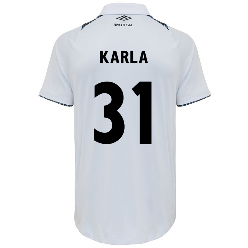 Homem Camisola Emmily Karla #31 Branco Azul Alternativa 2024/25 Camisa