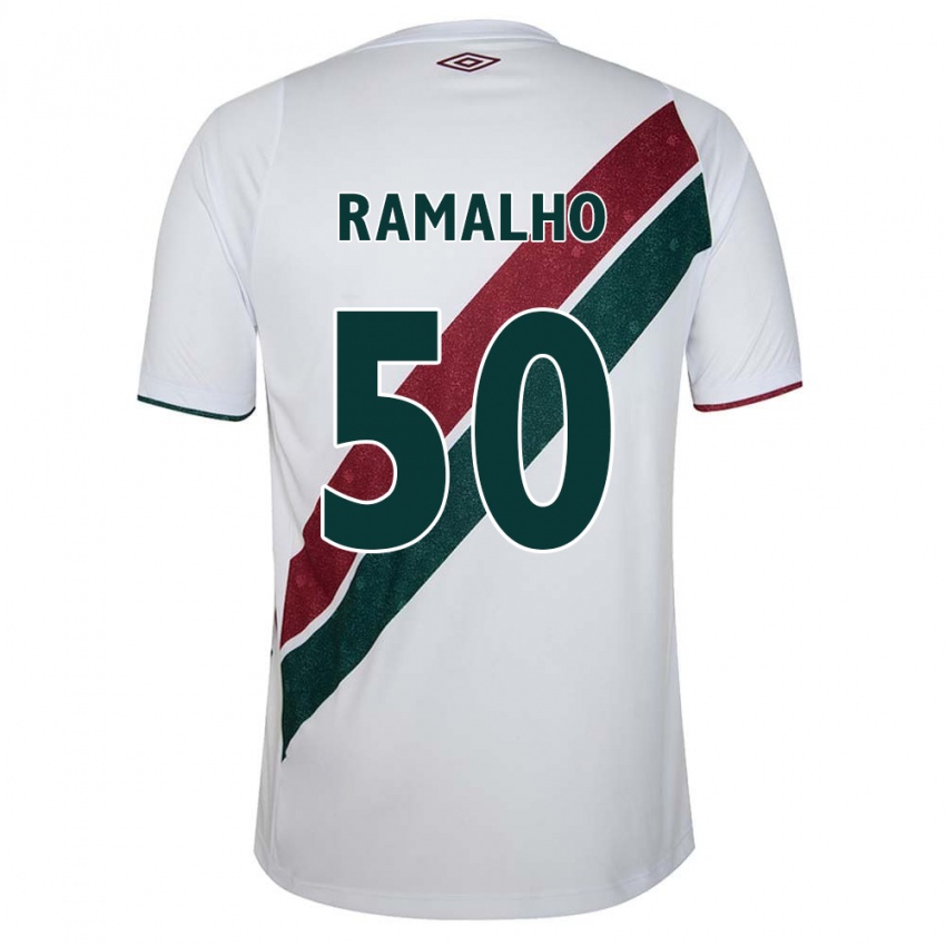 Homem Camisola Gustavo Ramalho #50 Branco Verde Castanho Alternativa 2024/25 Camisa