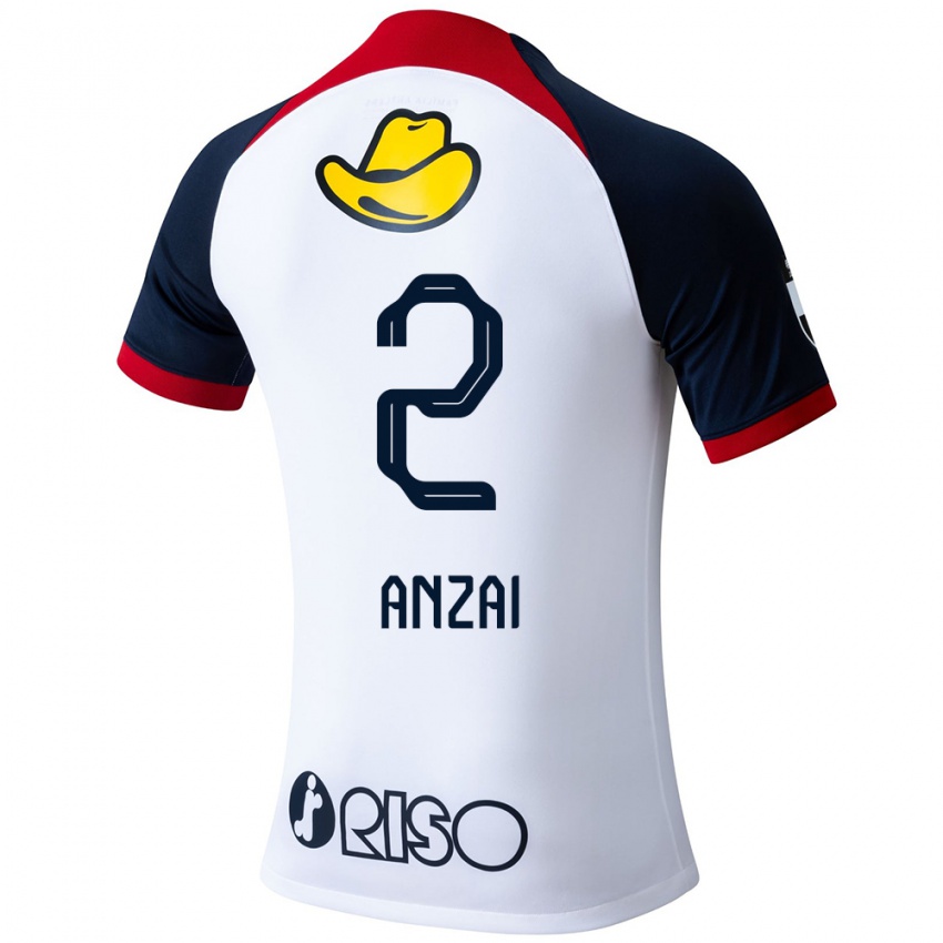 Homem Camisola Koki Anzai #2 Branco Azul Vermelho Alternativa 2024/25 Camisa