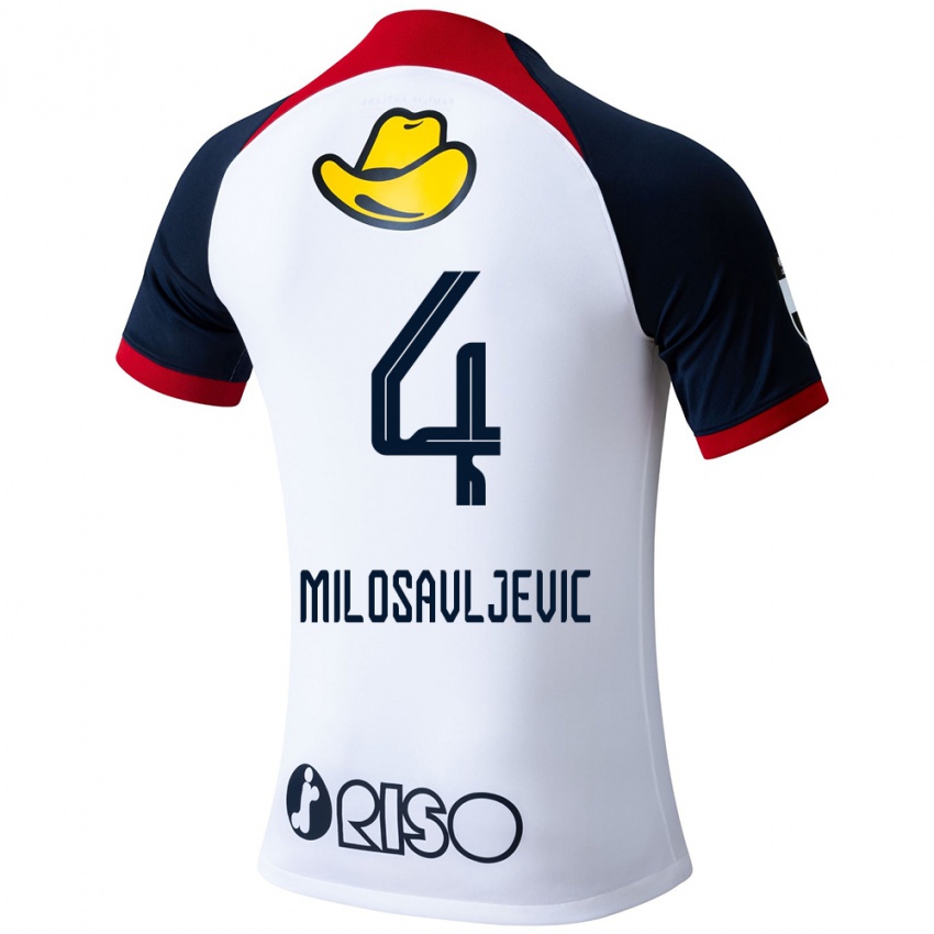 Homem Camisola Radomir Milosavljevic #4 Branco Azul Vermelho Alternativa 2024/25 Camisa