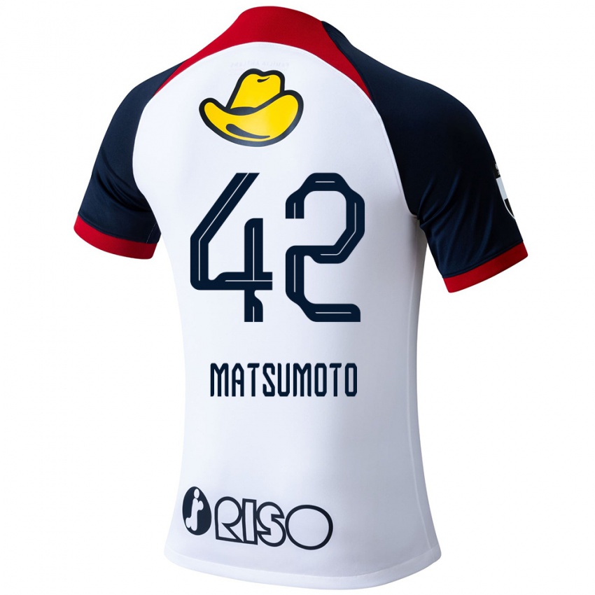 Homem Camisola Haruto Matsumoto #42 Branco Azul Vermelho Alternativa 2024/25 Camisa