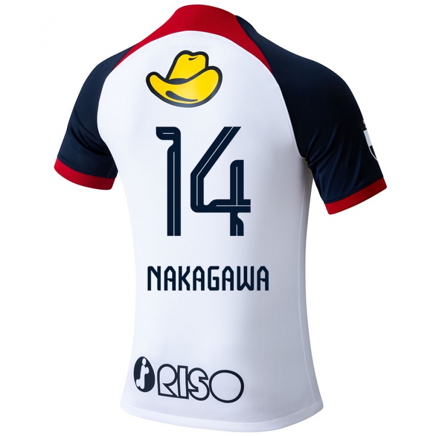 Homem Camisola Sora Nakagawa #14 Branco Azul Vermelho Alternativa 2024/25 Camisa