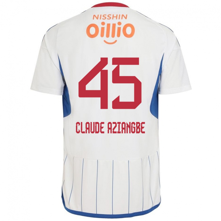 Homem Camisola Jean Claude Aziangbe #45 Branco Azul Vermelho Alternativa 2024/25 Camisa