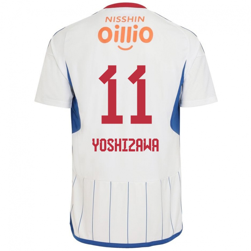 Homem Camisola Mirai Yoshizawa #11 Branco Azul Vermelho Alternativa 2024/25 Camisa