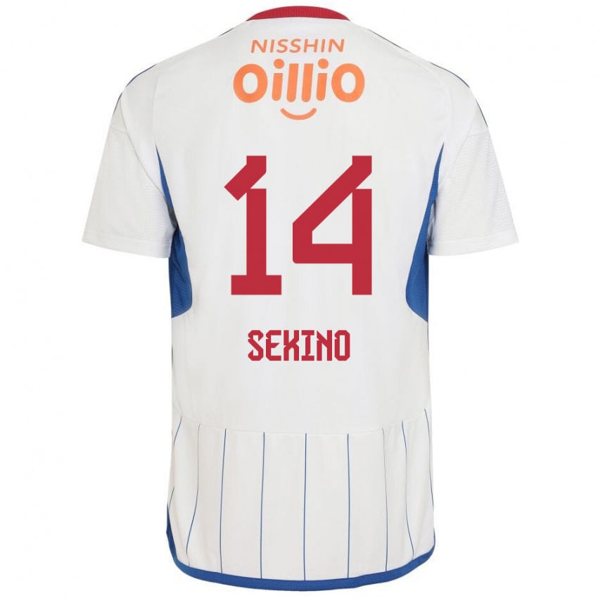 Homem Camisola Aiki Sekino #14 Branco Azul Vermelho Alternativa 2024/25 Camisa