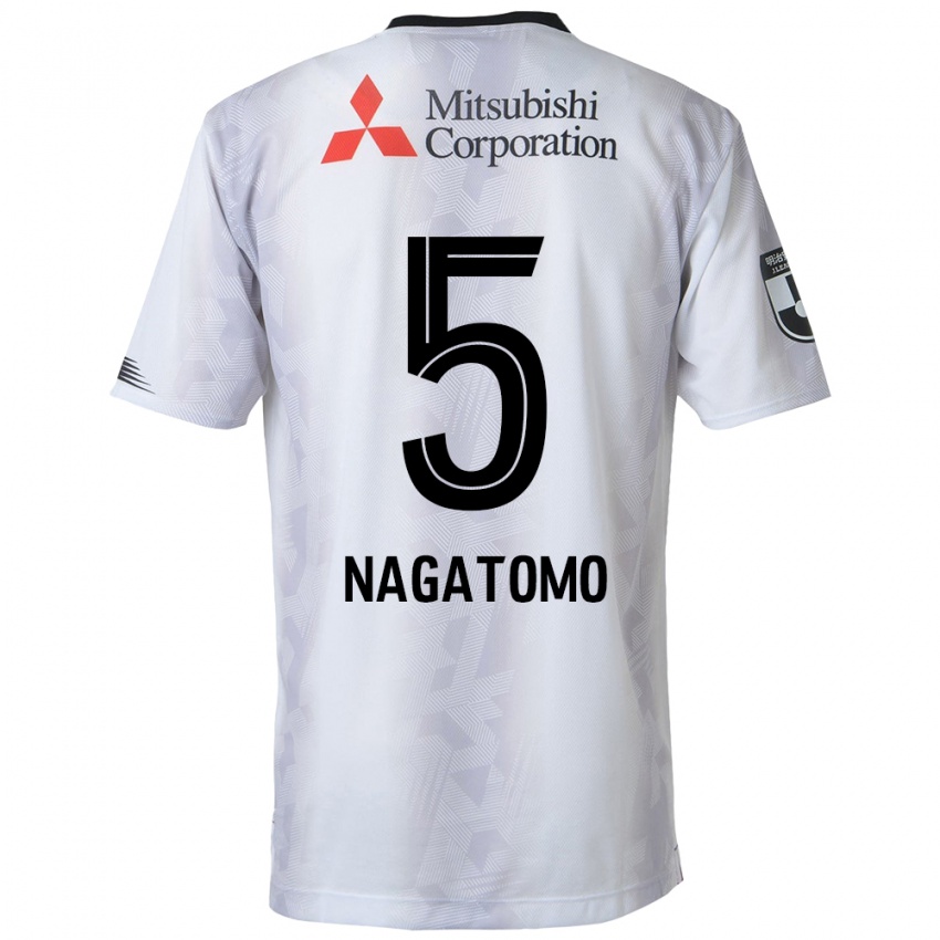 Homem Camisola Yuto Nagatomo #5 Branco Preto Alternativa 2024/25 Camisa