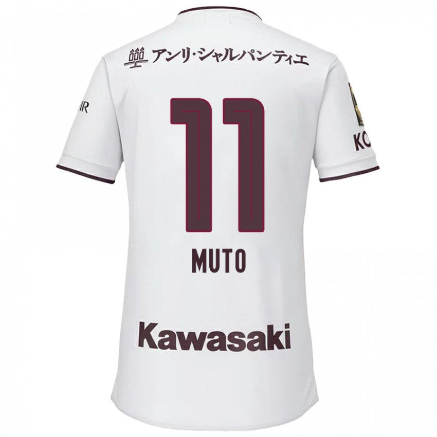 Homem Camisola Yoshinori Muto #11 Branco Vermelho Alternativa 2024/25 Camisa