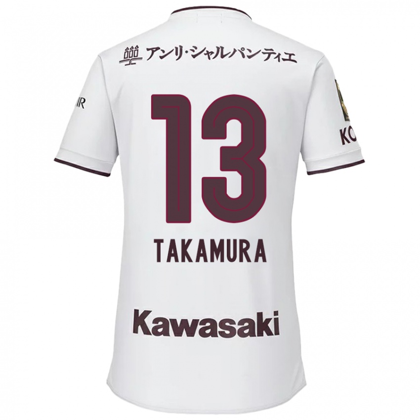 Homem Camisola Tokiya Takamura #13 Branco Vermelho Alternativa 2024/25 Camisa