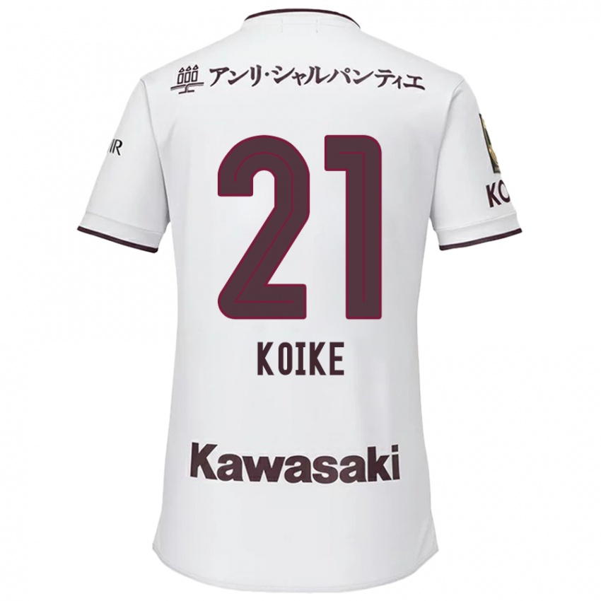 Homem Camisola Shusuke Koike #21 Branco Vermelho Alternativa 2024/25 Camisa