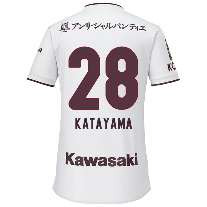 Homem Camisola Kota Katayama #28 Branco Vermelho Alternativa 2024/25 Camisa