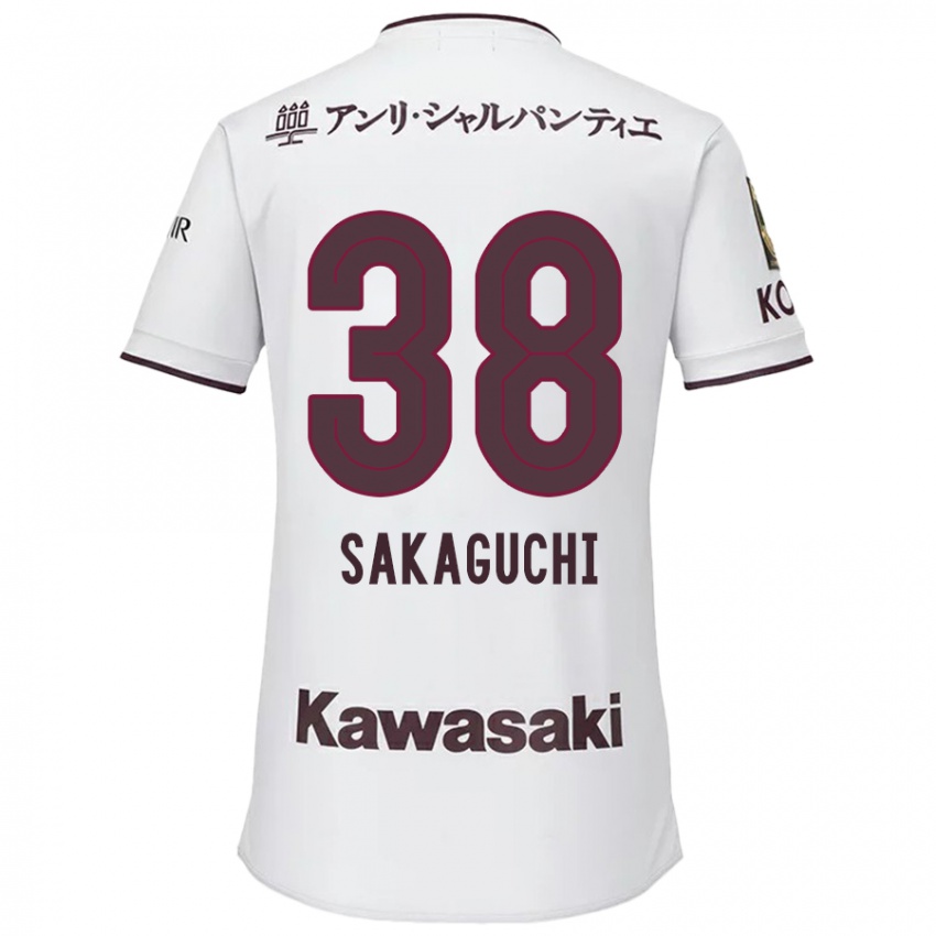 Homem Camisola Yuki Sakaguchi #38 Branco Vermelho Alternativa 2024/25 Camisa