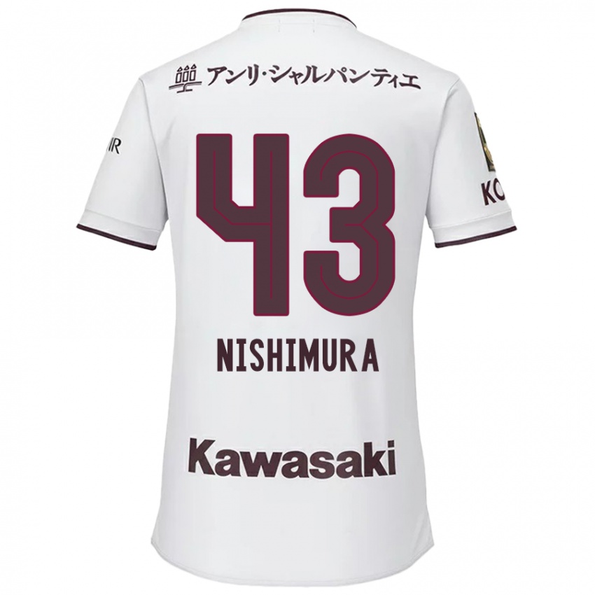 Homem Camisola Nagi Nishimura #43 Branco Vermelho Alternativa 2024/25 Camisa