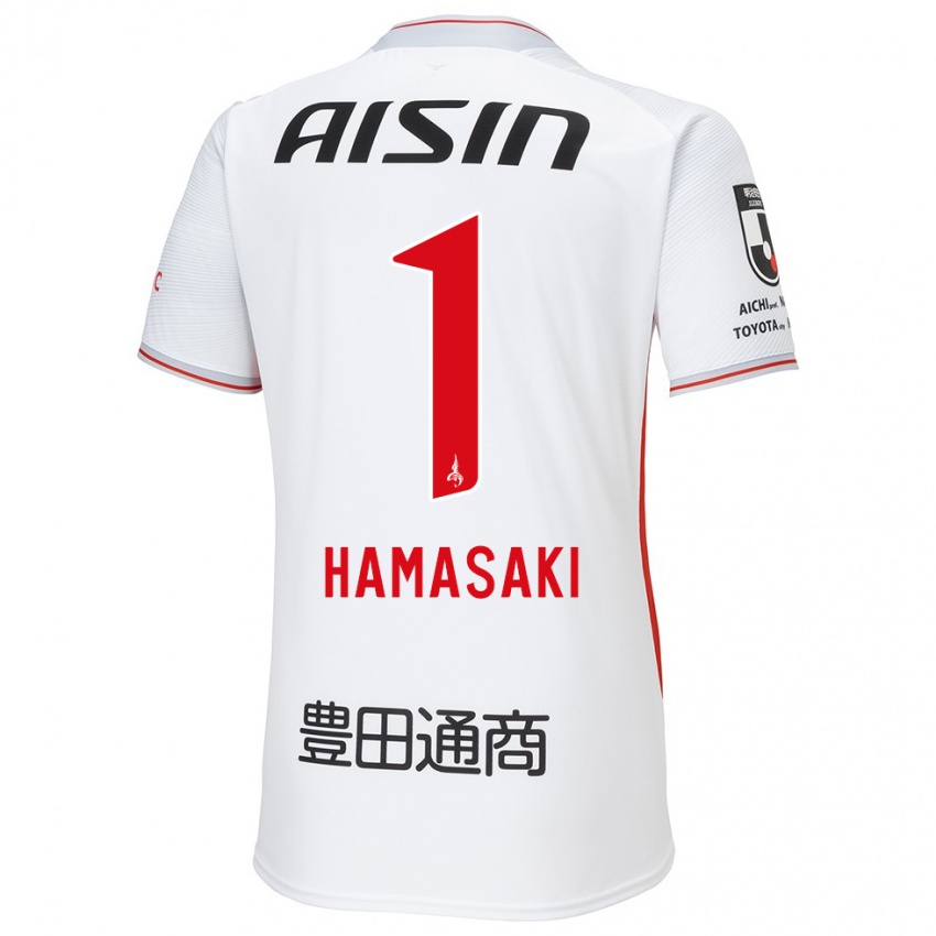 Homem Camisola Shiki Hamasaki #1 Branco Amarelo Vermelho Alternativa 2024/25 Camisa