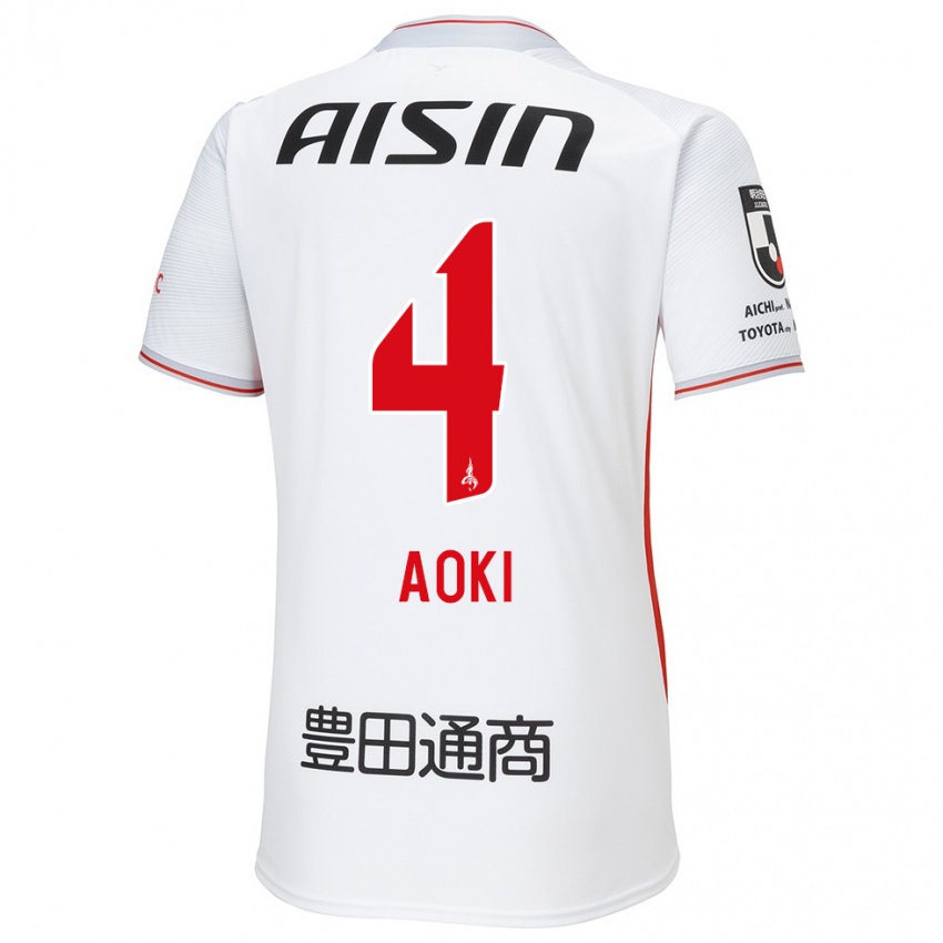 Homem Camisola Masamune Aoki #4 Branco Amarelo Vermelho Alternativa 2024/25 Camisa