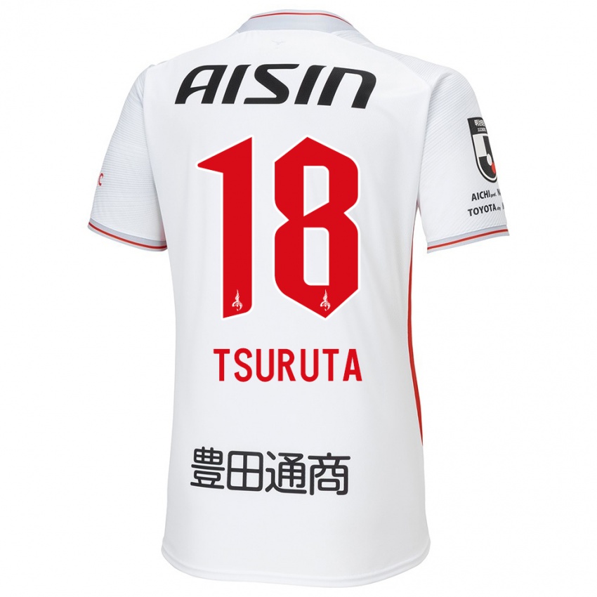 Homem Camisola Shu Tsuruta #18 Branco Amarelo Vermelho Alternativa 2024/25 Camisa