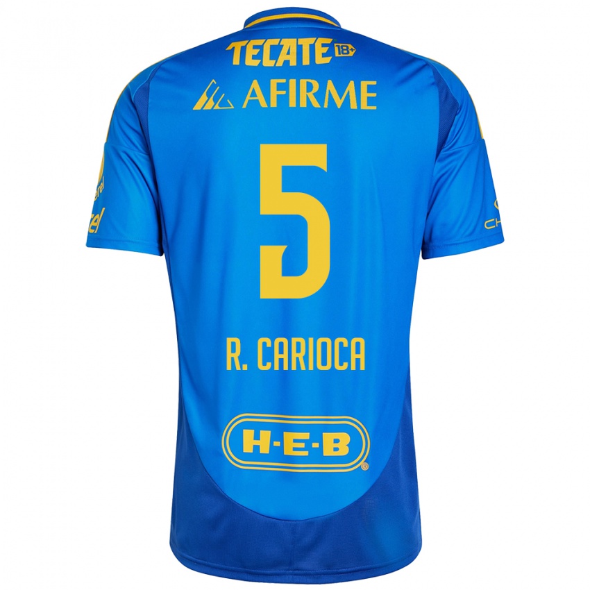 Homem Camisola Rafael Carioca #5 Azul Amarelo Alternativa 2024/25 Camisa