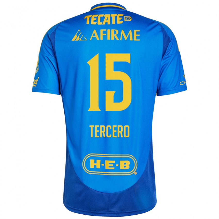 Homem Camisola Eduardo Tercero #15 Azul Amarelo Alternativa 2024/25 Camisa