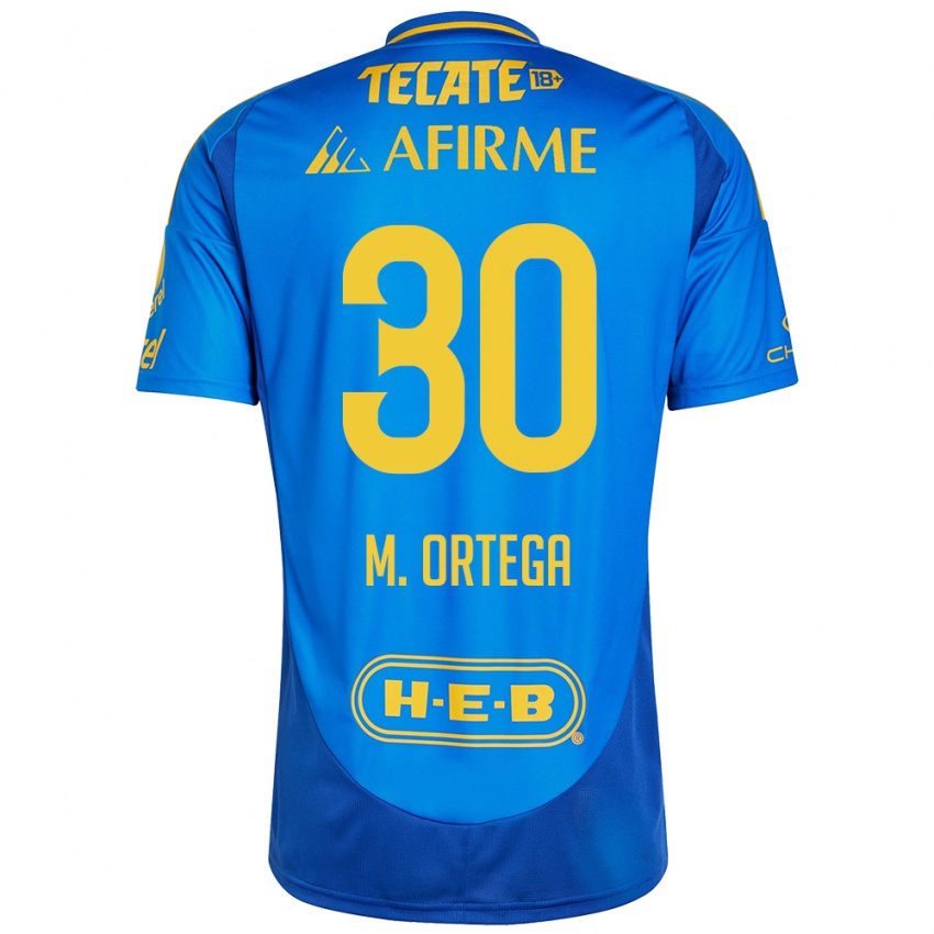 Homem Camisola Miguel Ortega #30 Azul Amarelo Alternativa 2024/25 Camisa