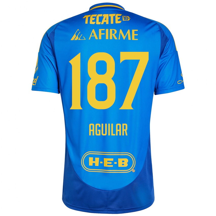 Homem Camisola Manuel Aguilar #187 Azul Amarelo Alternativa 2024/25 Camisa