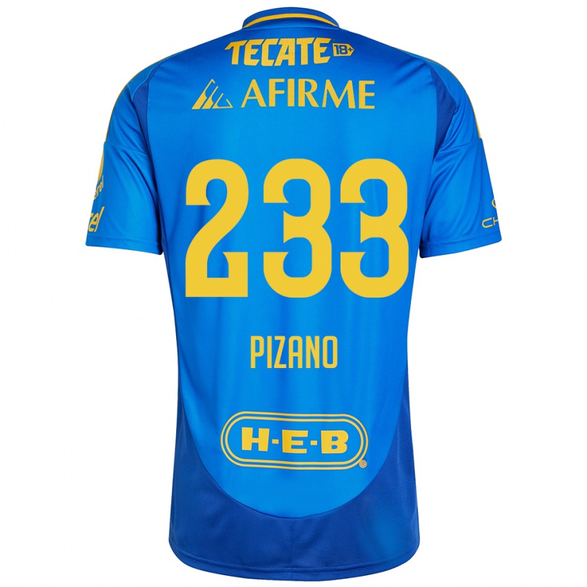 Homem Camisola Juan Pizano #233 Azul Amarelo Alternativa 2024/25 Camisa