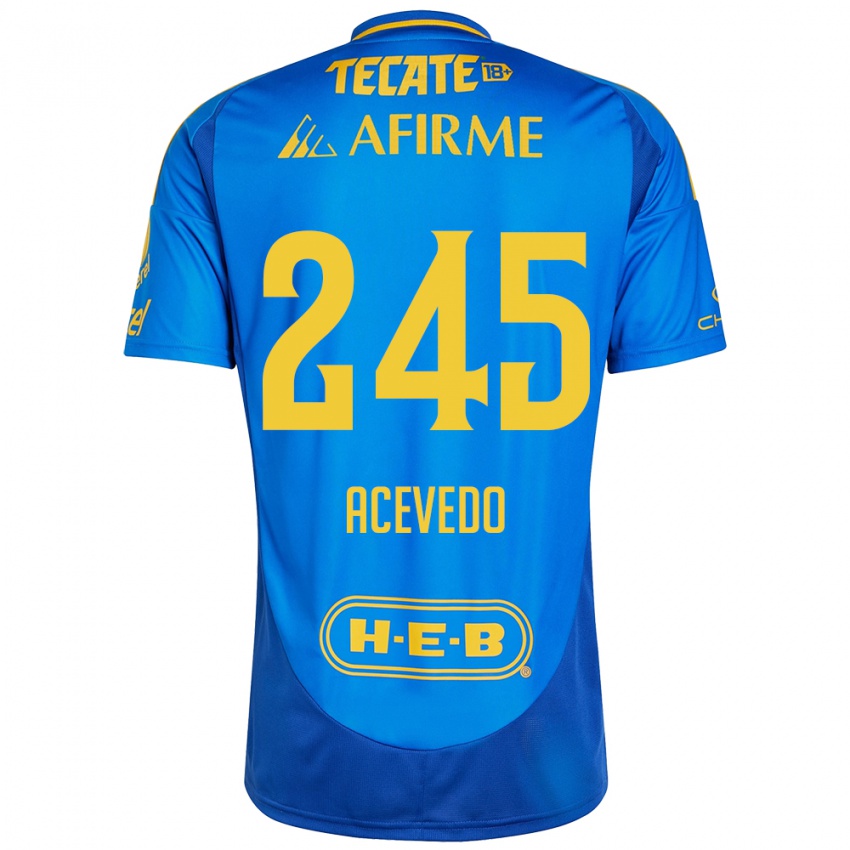 Homem Camisola Kevin Acevedo #245 Azul Amarelo Alternativa 2024/25 Camisa