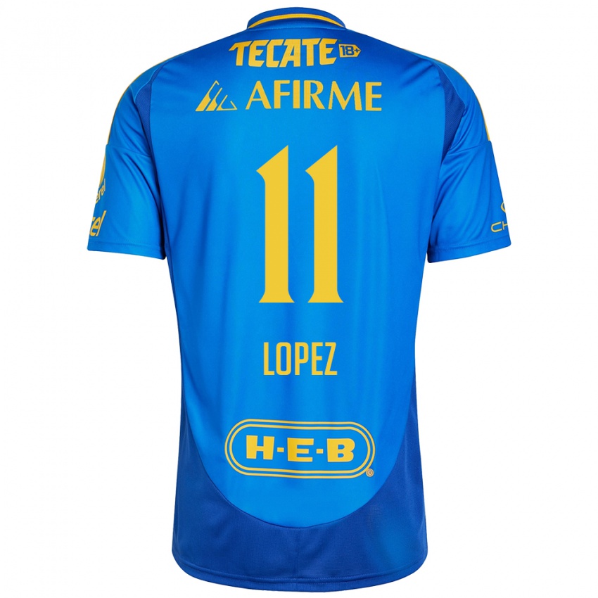 Homem Camisola Nicolas Lopez #11 Azul Amarelo Alternativa 2024/25 Camisa