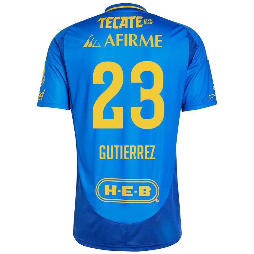 Homem Camisola Jana Gutierrez #23 Azul Amarelo Alternativa 2024/25 Camisa