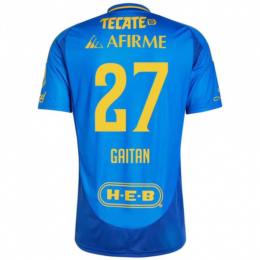 Homem Camisola Natalia Gaitan #27 Azul Amarelo Alternativa 2024/25 Camisa