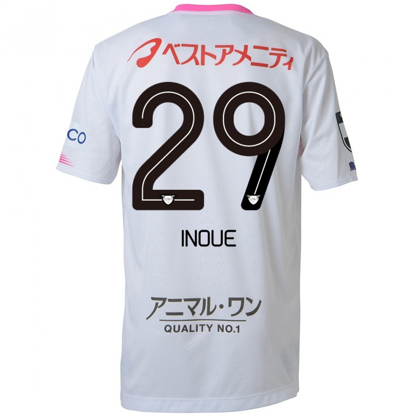 Homem Camisola Taisei Inoue #29 Branco Azul Rosa Alternativa 2024/25 Camisa