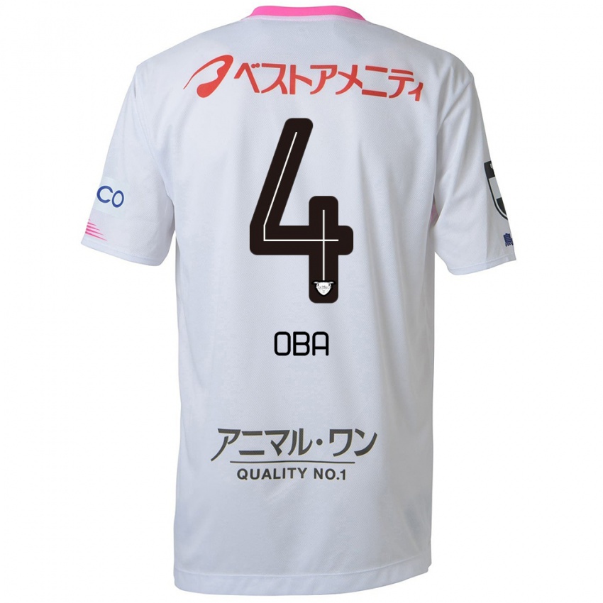 Homem Camisola Shotaro Oba #4 Branco Azul Rosa Alternativa 2024/25 Camisa