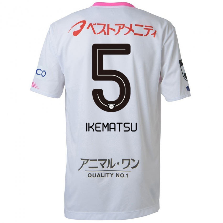 Homem Camisola Teppei Ikematsu #5 Branco Azul Rosa Alternativa 2024/25 Camisa