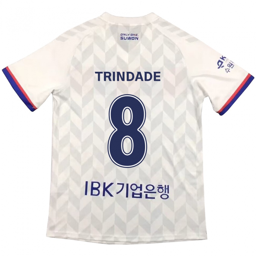 Homem Camisola Matheus Trindade #8 Branco Azul Alternativa 2024/25 Camisa