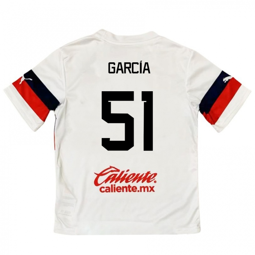 Homem Camisola Eduardo García #51 Branco Vermelho Alternativa 2024/25 Camisa