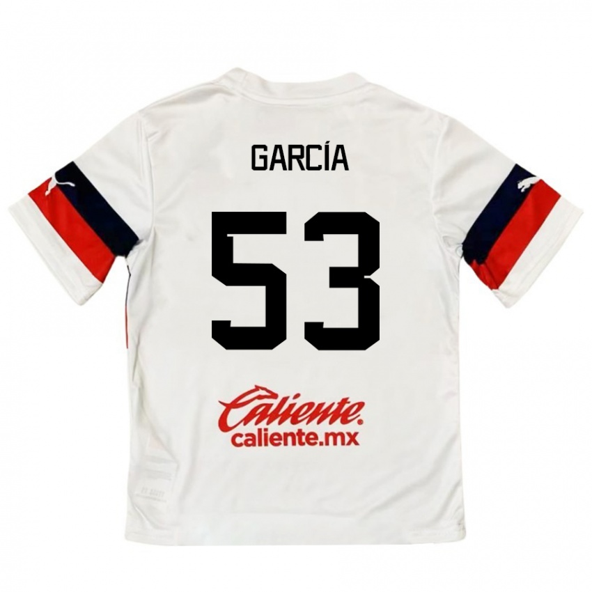 Homem Camisola Uziel García #53 Branco Vermelho Alternativa 2024/25 Camisa