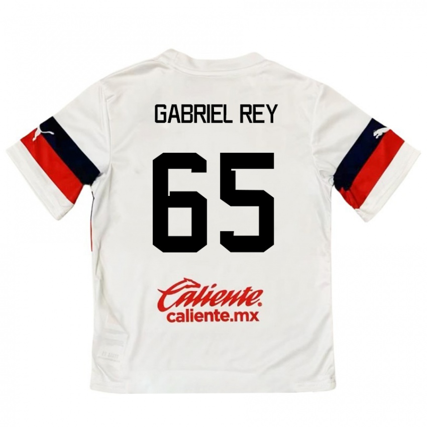 Homem Camisola Luis Gabriel Rey #65 Branco Vermelho Alternativa 2024/25 Camisa