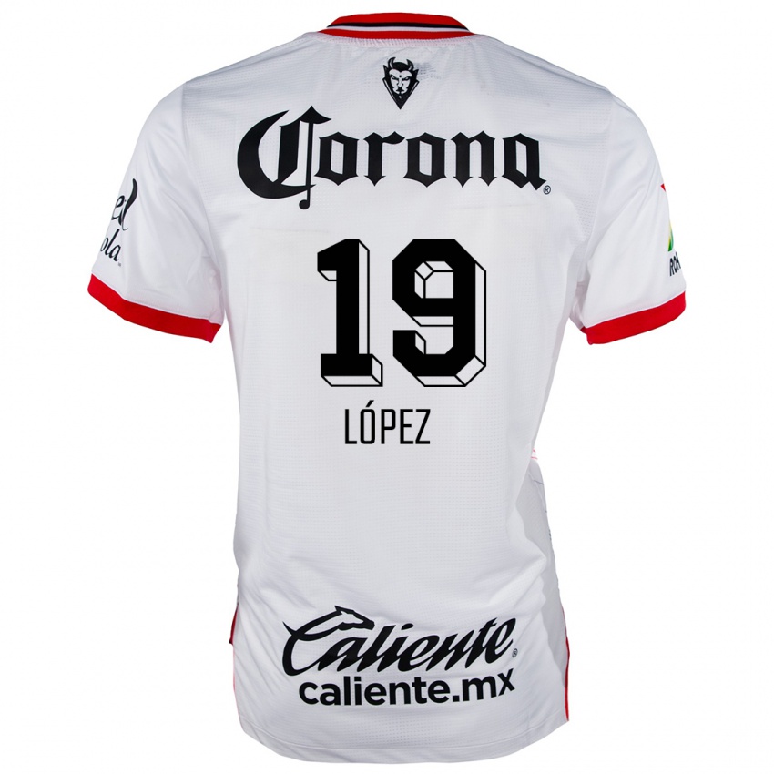 Homem Camisola Iván López #19 Branco Vermelho Alternativa 2024/25 Camisa