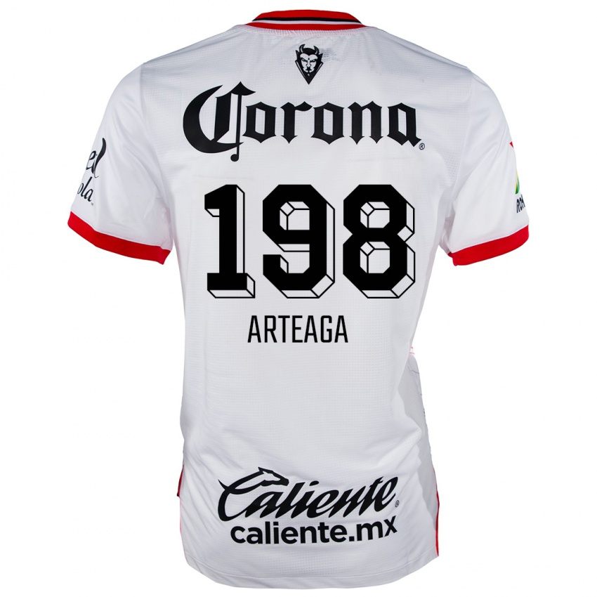 Homem Camisola Víctor Arteaga #198 Branco Vermelho Alternativa 2024/25 Camisa