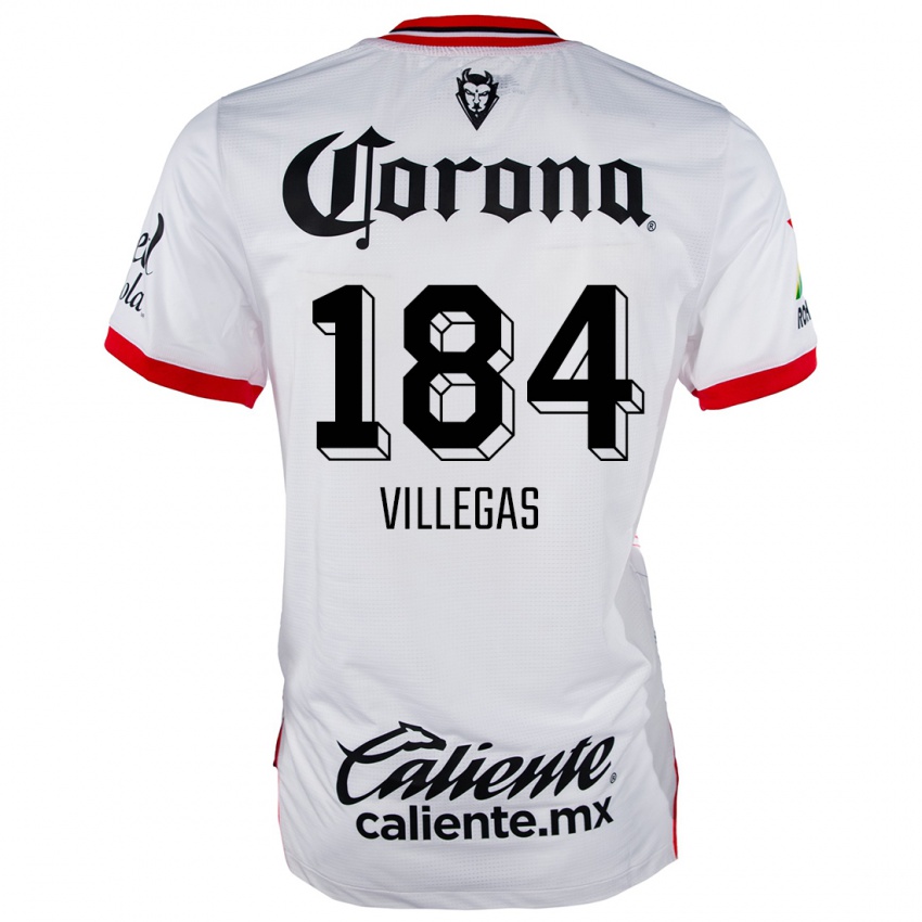 Homem Camisola Abraham Villegas #184 Branco Vermelho Alternativa 2024/25 Camisa