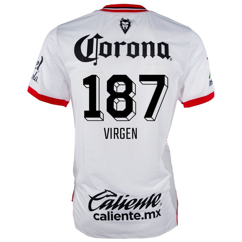 Homem Camisola Oswaldo Virgen #187 Branco Vermelho Alternativa 2024/25 Camisa