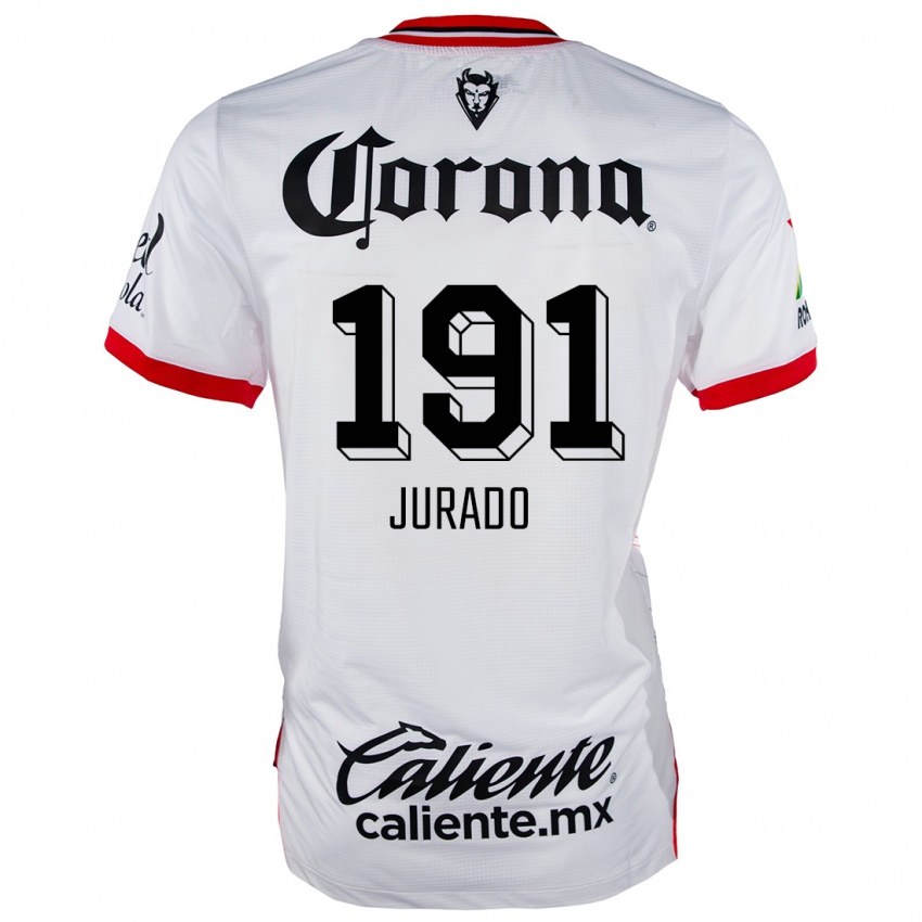 Homem Camisola Pablo Jurado #191 Branco Vermelho Alternativa 2024/25 Camisa